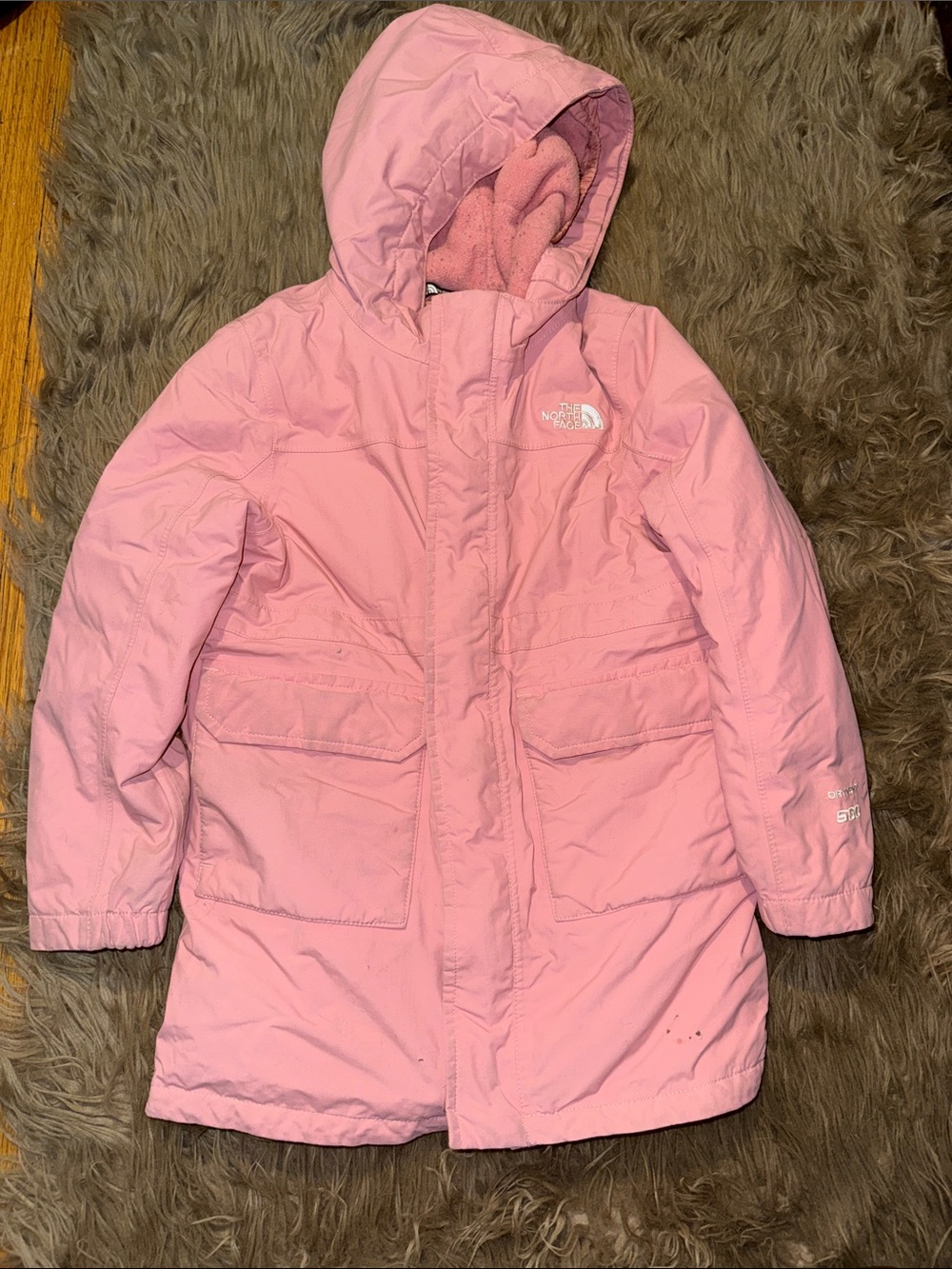 The North Face Kids Pink Hooded Puffer Coat